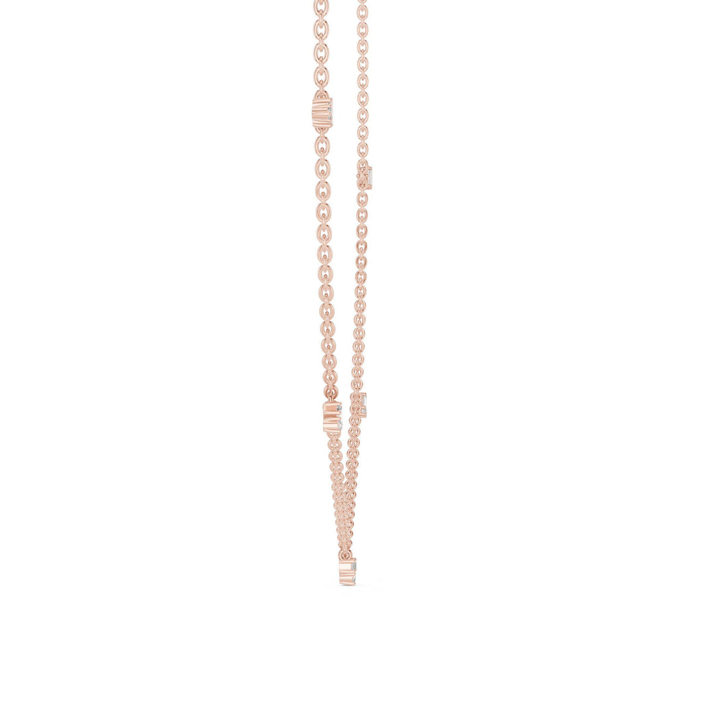 Baguette & Round Moissanite Cluster Charm Necklace – 925 Sterling Silver, 18K Gold Vermeil