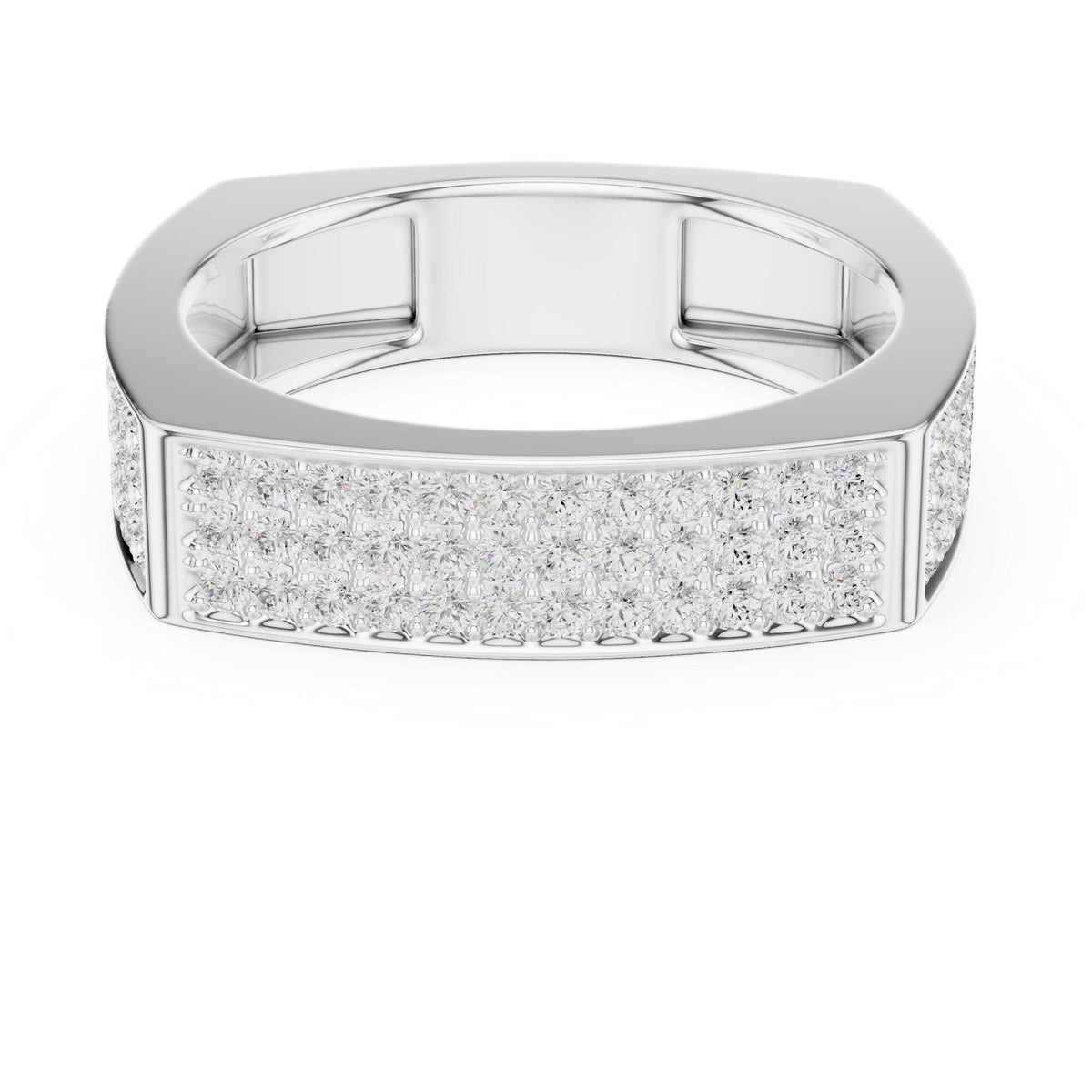 Men's Square-Profile Pavé Moissanite Band – 925 Sterling Silver, 18K Gold Vermeil