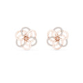 Moissanite Pavé Looped Flower Stud Earrings – 925 Sterling Silver, 18K Gold Vermeil