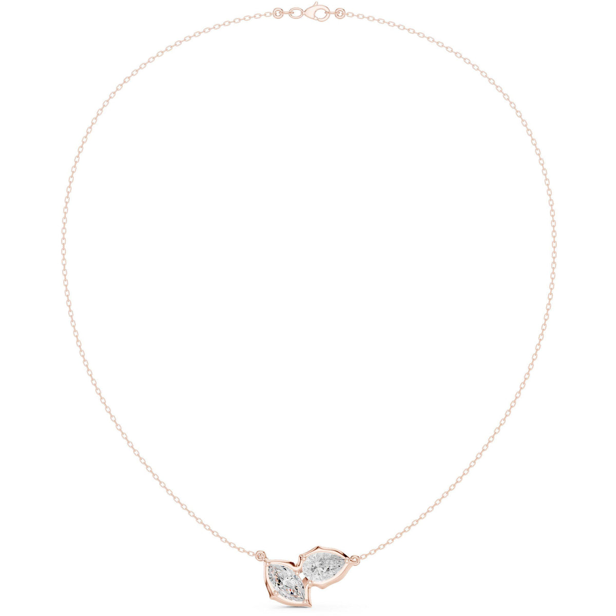 Pear & Marquise Moissanite Leaf Necklace – 925 Sterling Silver, 18K Gold Vermeil
