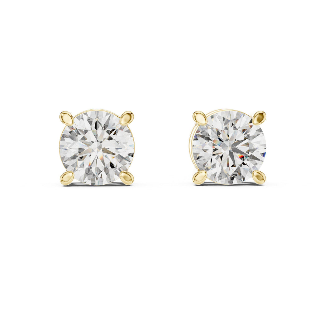 7mm Round Moissanite Four-Prong Stud Earrings – 925 Sterling Silver, 18K Gold Vermeil