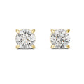 7mm Round Moissanite Four-Prong Stud Earrings – 925 Sterling Silver, 18K Gold Vermeil