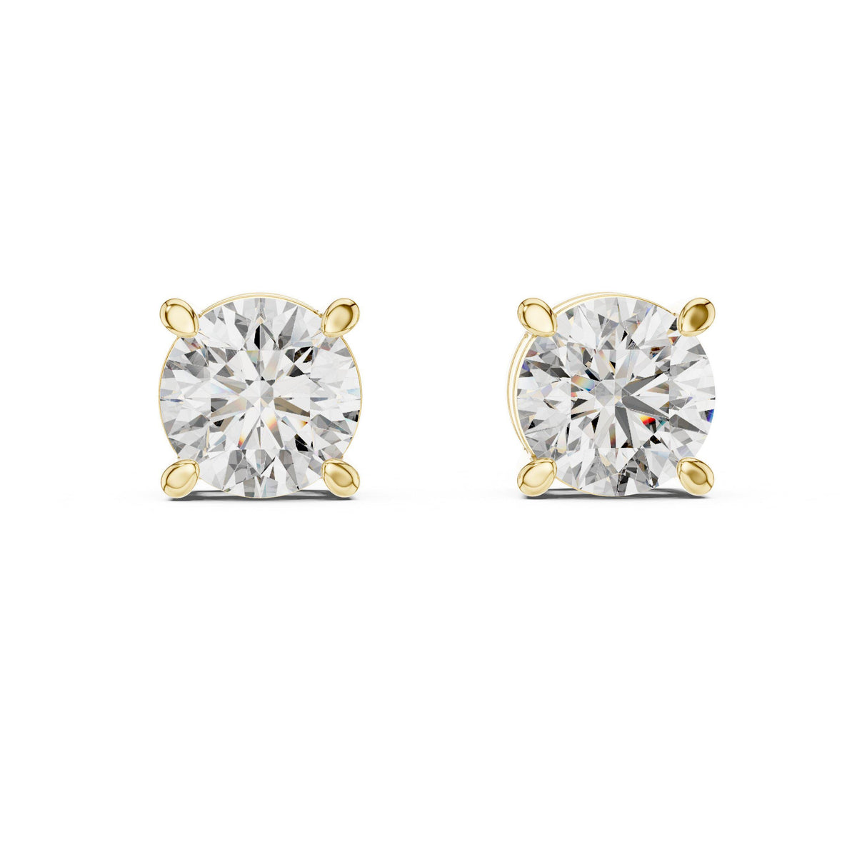 7mm Round Moissanite Four-Prong Stud Earrings – 925 Sterling Silver, 18K Gold Vermeil