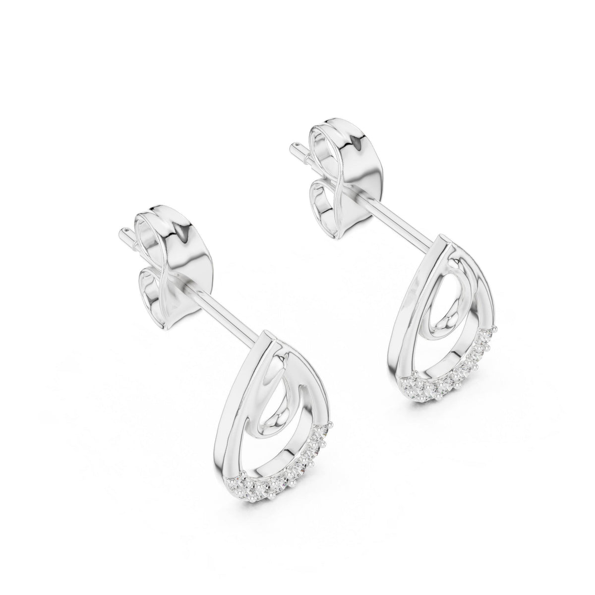 Moissanite Pavé Double Teardrop Stud Earrings – 925 Sterling Silver, 18K Gold Vermeil