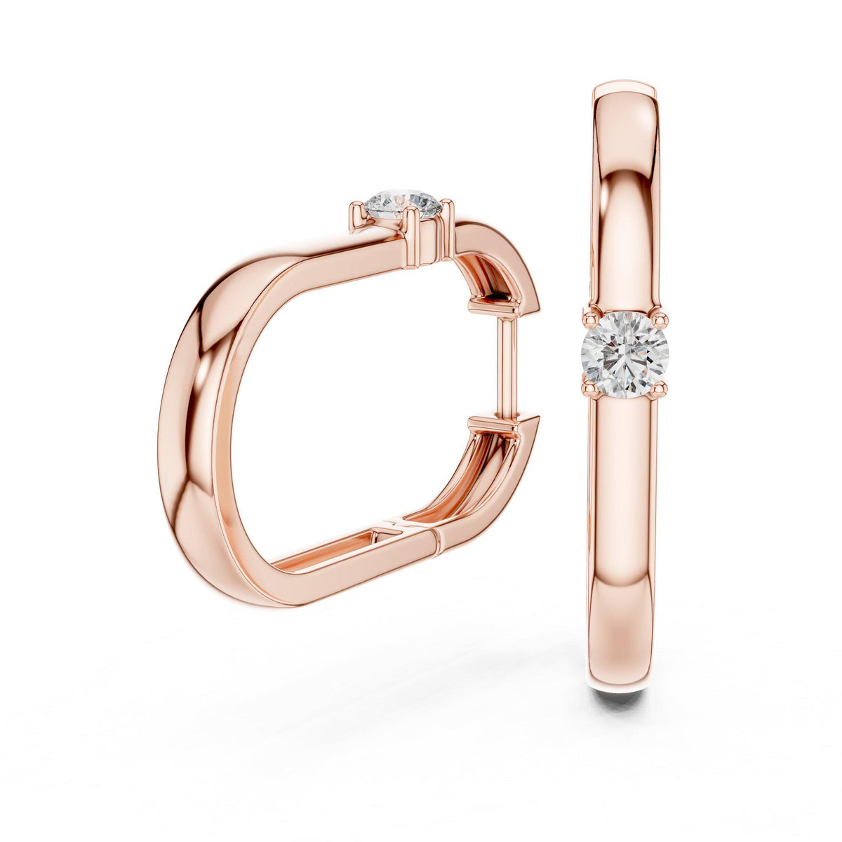 Round Moissanite Solitaire Huggie Hoop Earrings – 925 Sterling Silver, 18K Gold Vermeil