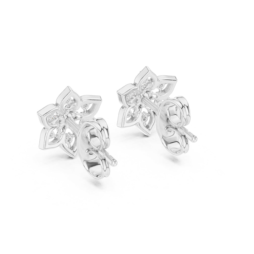 Moissanite Open Star Flower Stud Earrings – 925 Sterling Silver, 18K Gold Vermeil