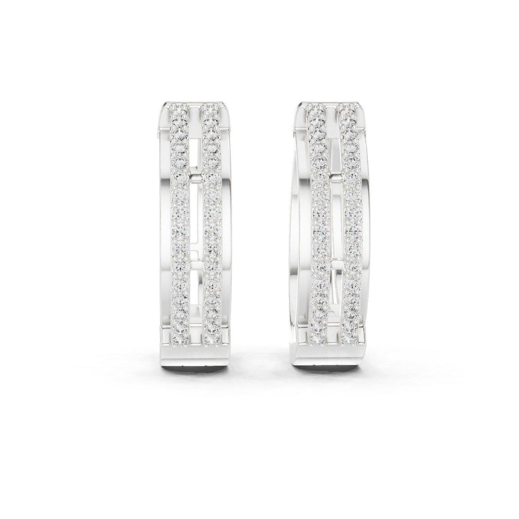 Moissanite Pavé Split Huggie Hoop Earrings – 925 Sterling Silver, 18K Gold Vermeil