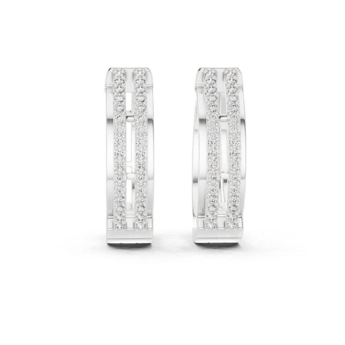 Moissanite Pavé Split Huggie Hoop Earrings – 925 Sterling Silver, 18K Gold Vermeil