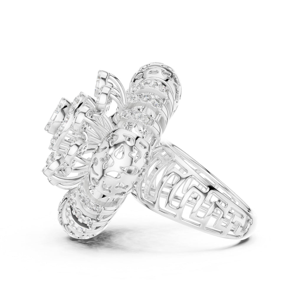 Moissanite Crown Cocktail Ring – 925 Sterling Silver, 18K Gold Vermeil