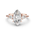 Marquise Moissanite Three-Stone Ring with Pear Side Stones – 925 Sterling Silver, 18K Gold Vermeil