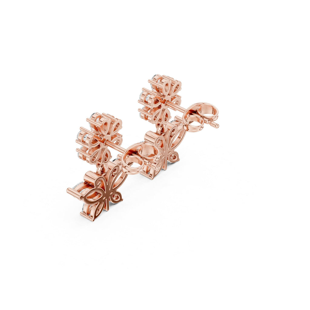Moissanite Flower & Starburst Drop Earrings – 925 Sterling Silver, 18K Gold Vermeil