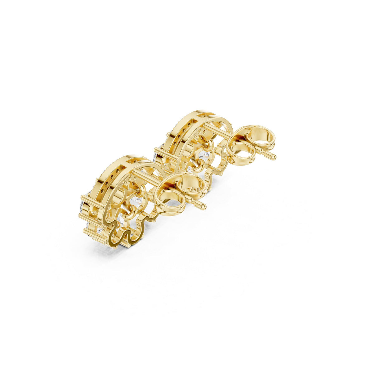 Moissanite Half-Moon Cluster Stud Earrings – 925 Sterling Silver, 18K Gold Vermeil