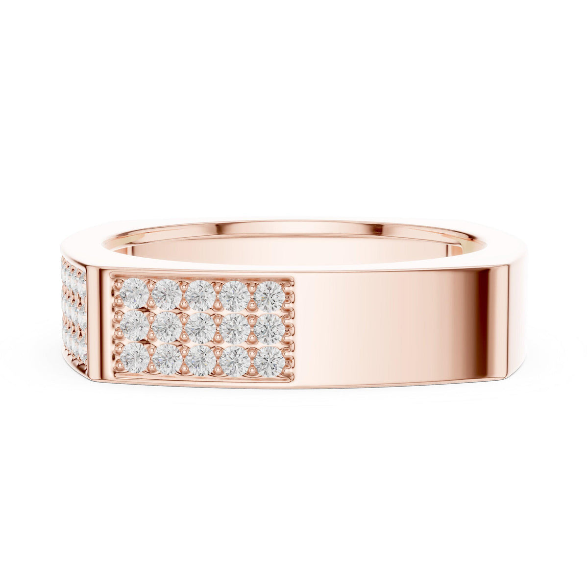 Men's Square-Profile Pavé Moissanite Band – 925 Sterling Silver, 18K Gold Vermeil