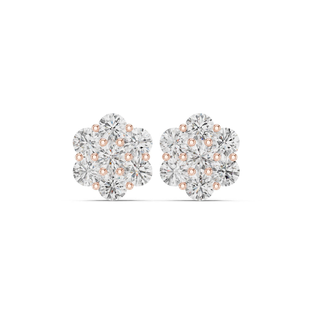 Moissanite Flower Cluster Stud Earrings – 925 Sterling Silver, 18K Gold Vermeil