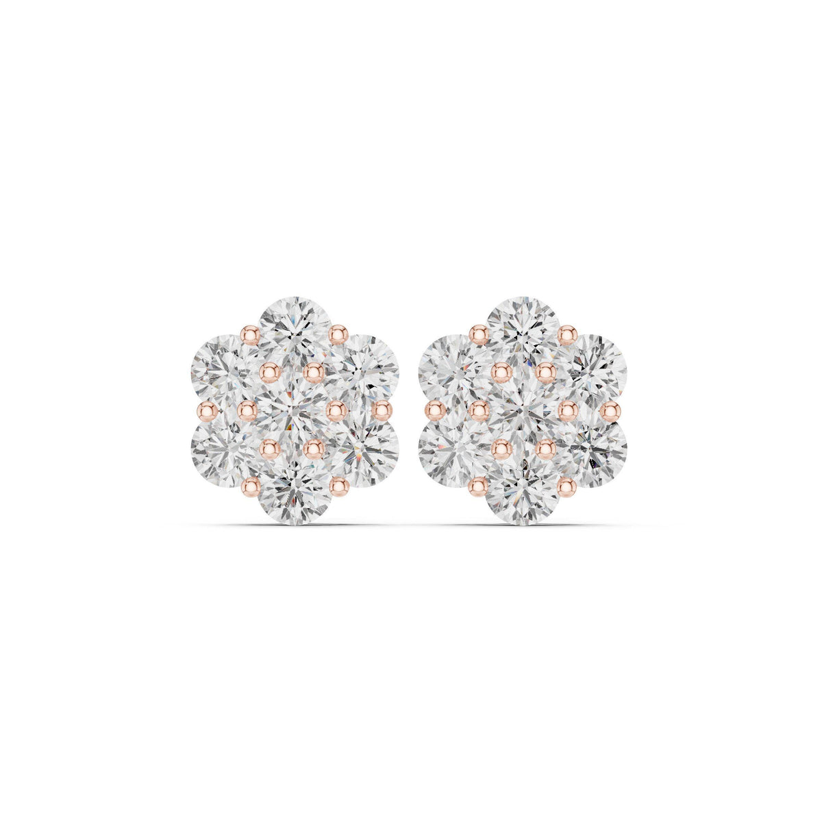 Moissanite Flower Cluster Stud Earrings – 925 Sterling Silver, 18K Gold Vermeil