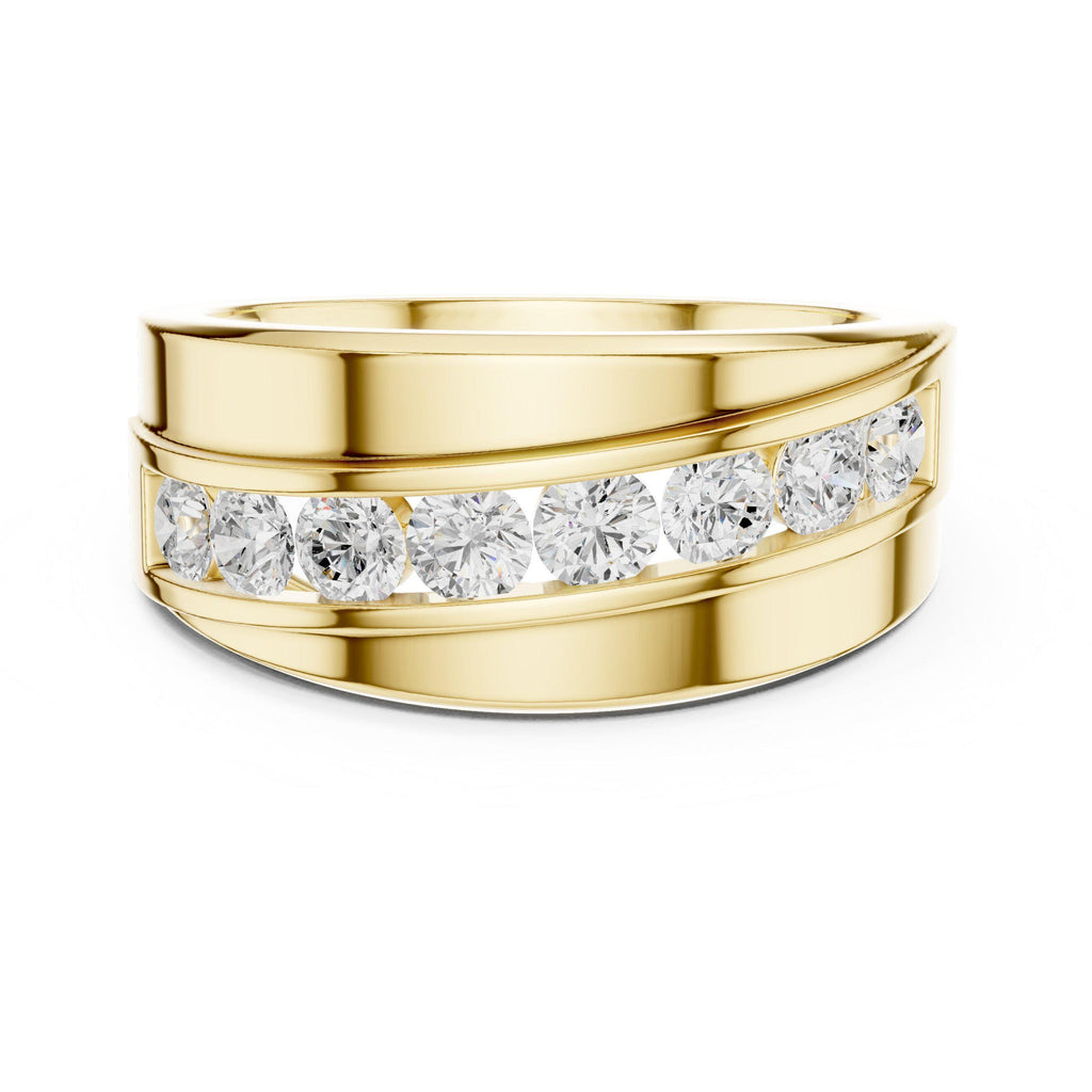 Men's Diagonal Channel-Set Moissanite Band – 925 Sterling Silver, 18K Gold Vermeil