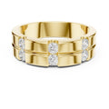 Men's Wide Band with Twin Pavé Bars – 925 Sterling Silver, 18K Gold Vermeil