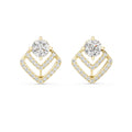Round Moissanite Chevron Halo Stud Earrings – 925 Sterling Silver, 18K Gold Vermeil