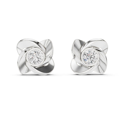 6.3mm Round Moissanite Petal Bezel Stud Earrings – 925 Sterling Silver, 18K Gold Vermeil