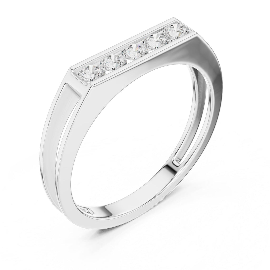 Men's Open-Band Moissanite Ring with Pavé Bar – 925 Sterling Silver, 18K Gold Vermeil