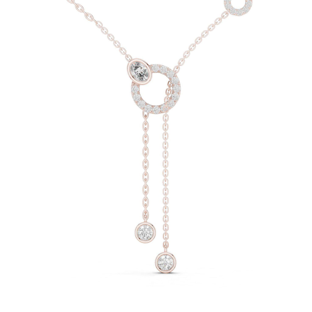 Round & Oval Moissanite Circle Lariat Necklace – 925 Sterling Silver, 18K Gold Vermeil