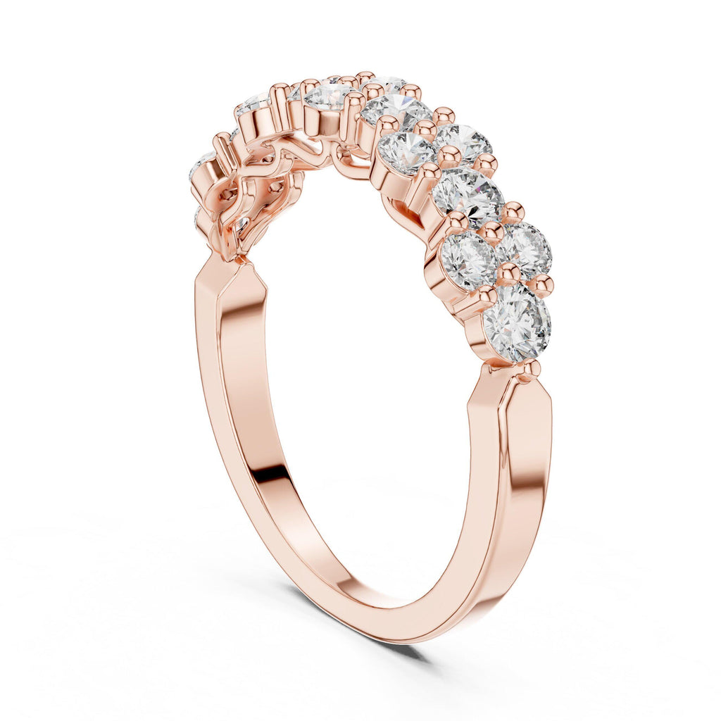 Moissanite Cluster Eternity-Style Stackable Band – 925 Sterling Silver, 18K Gold Vermeil