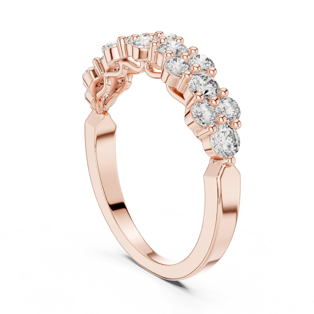 Moissanite Cluster Eternity-Style Stackable Band – 925 Sterling Silver, 18K Gold Vermeil