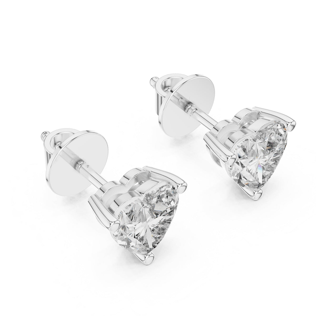Heart Moissanite Stud Earrings – 925 Sterling Silver, 18K Gold Vermeil