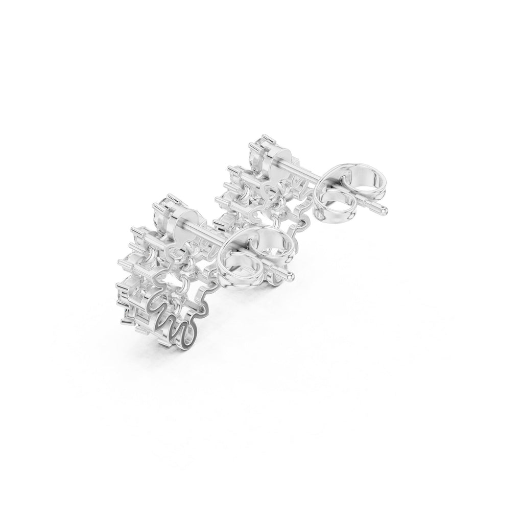 Baguette & Marquise Moissanite Starburst Stud Earrings – 925 Sterling Silver, 18K Gold Vermeil