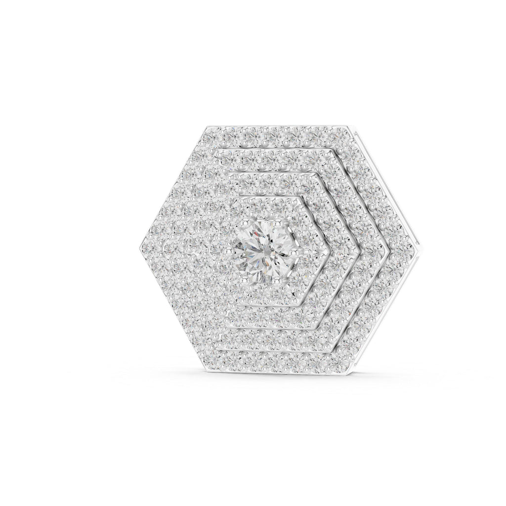 Moissanite Hexagon Pavé Pendant Necklace – 925 Sterling Silver, 18K Gold Vermeil