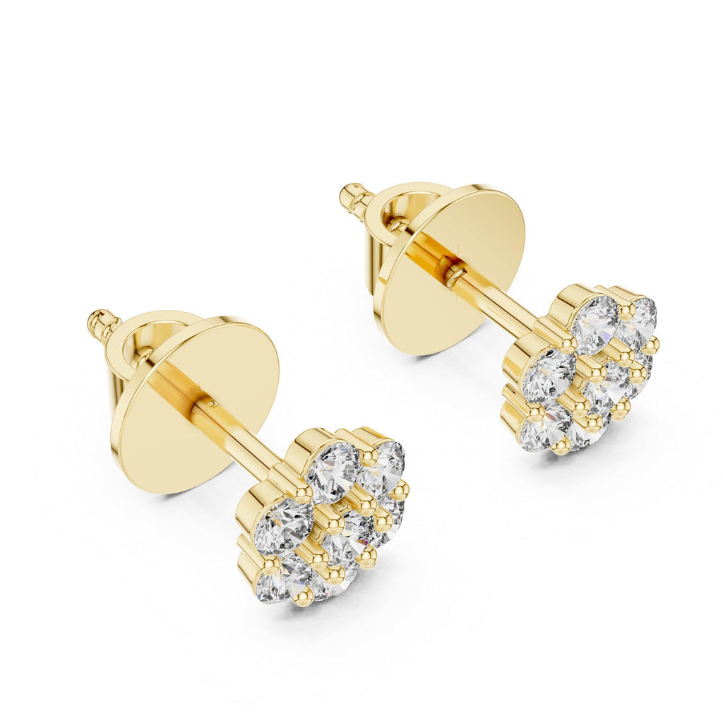 Moissanite Flower Cluster Stud Earrings – 925 Sterling Silver, 18K Gold Vermeil