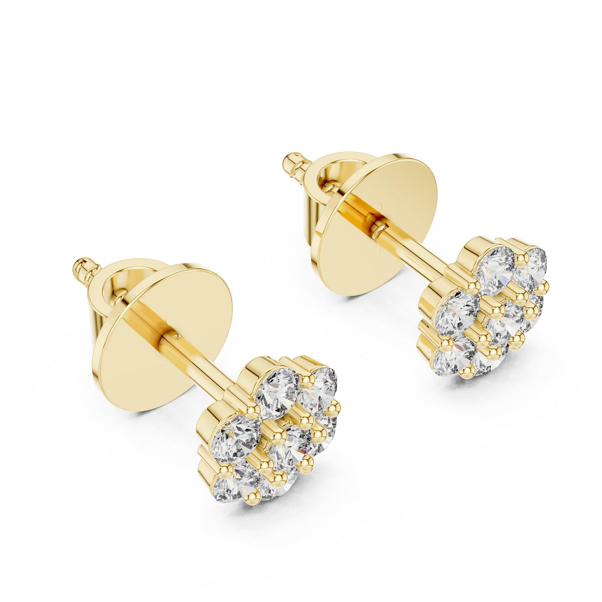 Moissanite Flower Cluster Stud Earrings – 925 Sterling Silver, 18K Gold Vermeil