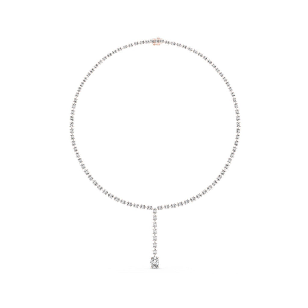 Moissanite Y-Drop Tennis Necklace – 925 Sterling Silver, 18K Gold Vermeil