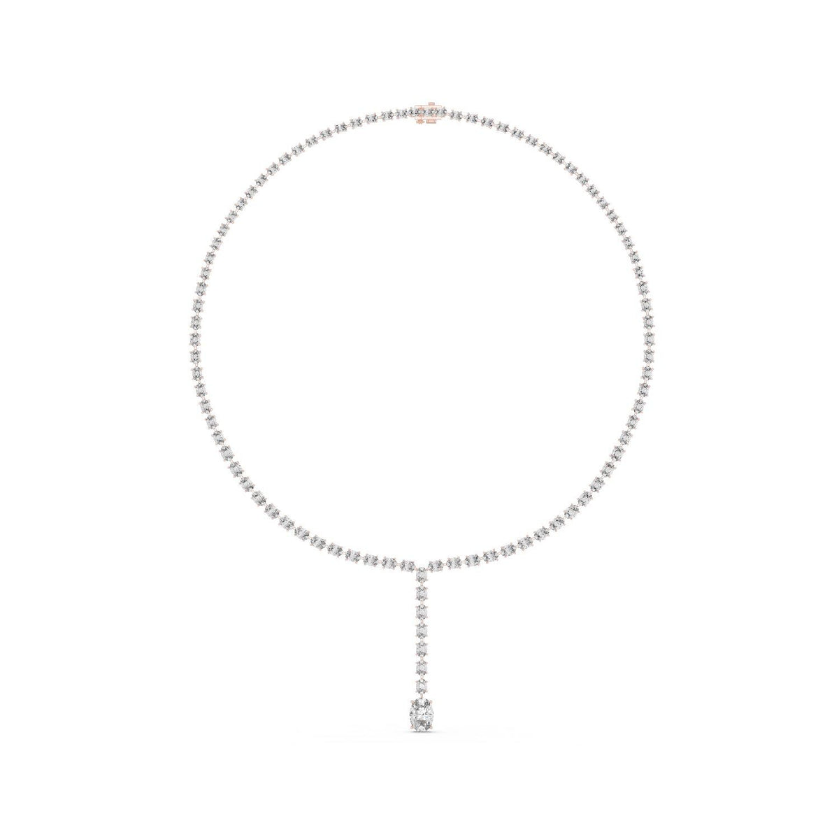 Moissanite Y-Drop Tennis Necklace – 925 Sterling Silver, 18K Gold Vermeil
