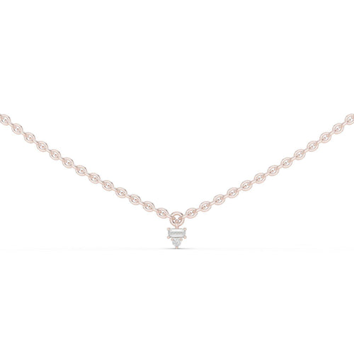 Baguette & Round Moissanite Cluster Charm Necklace – 925 Sterling Silver, 18K Gold Vermeil