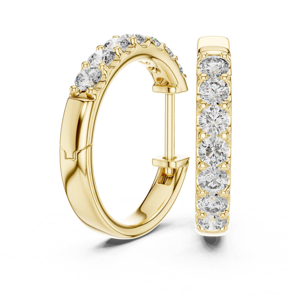 Round Moissanite Eternity Hoop Earrings – 925 Sterling Silver, 18K Gold Vermeil