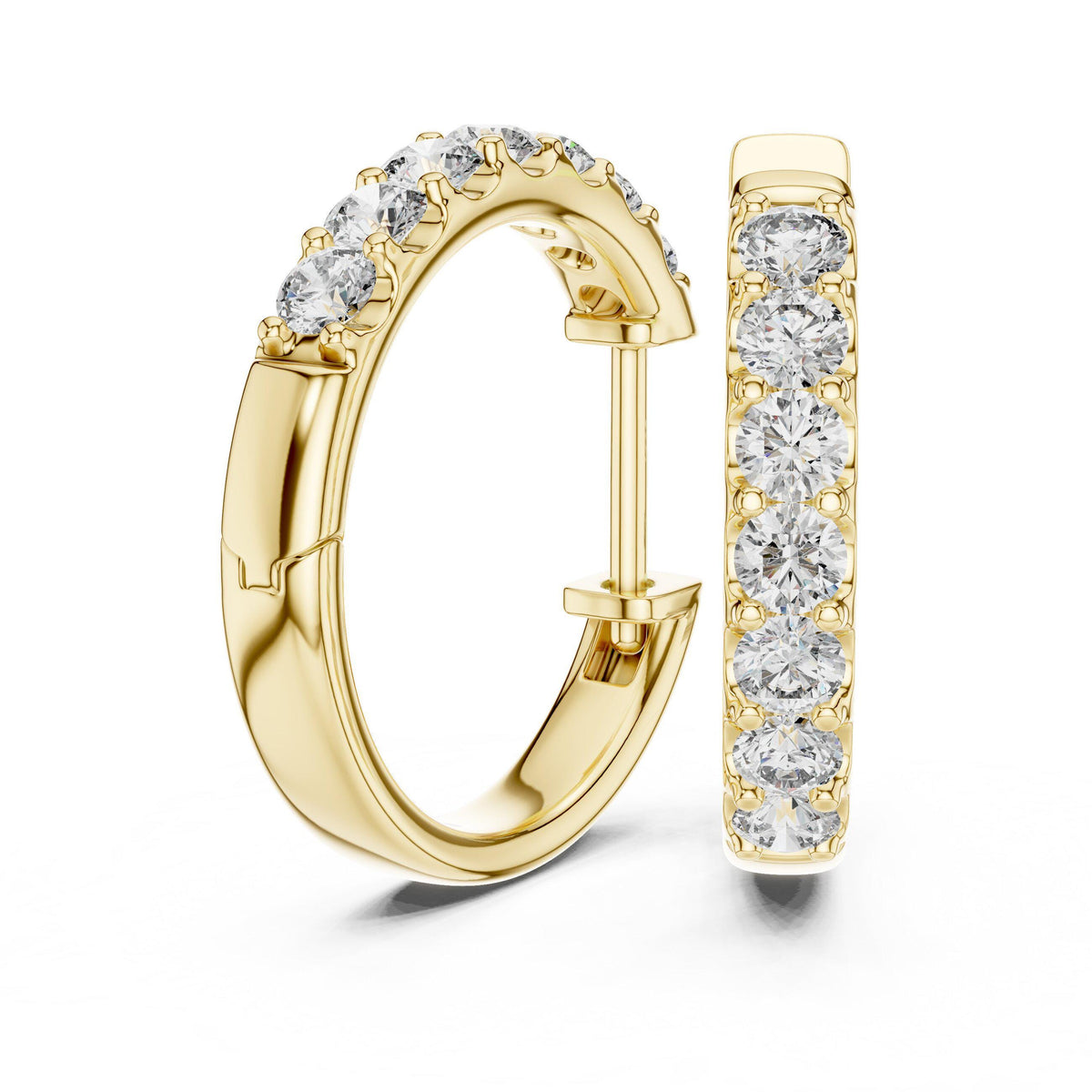 Round Moissanite Eternity Hoop Earrings – 925 Sterling Silver, 18K Gold Vermeil
