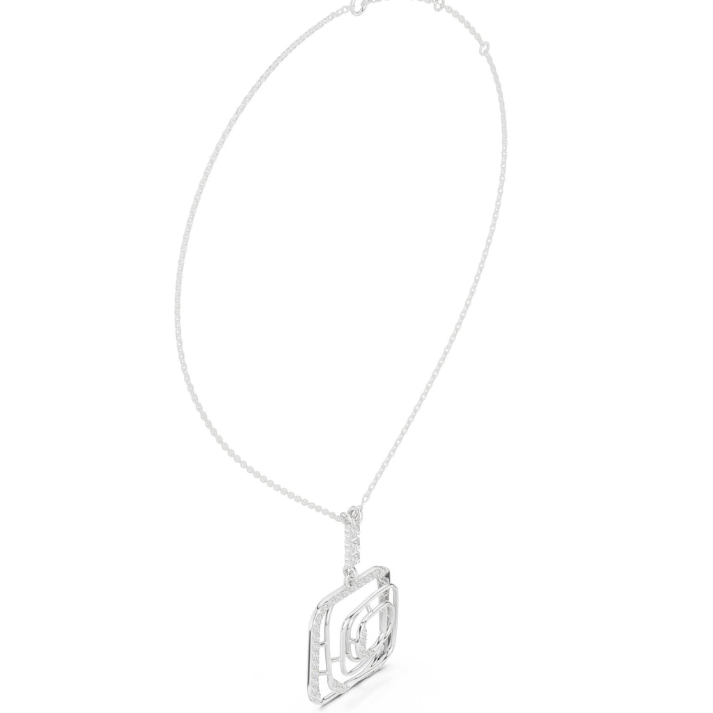 Moissanite Pavé Square Spiral Pendant Necklace – 925 Sterling Silver, 18K Gold Vermeil