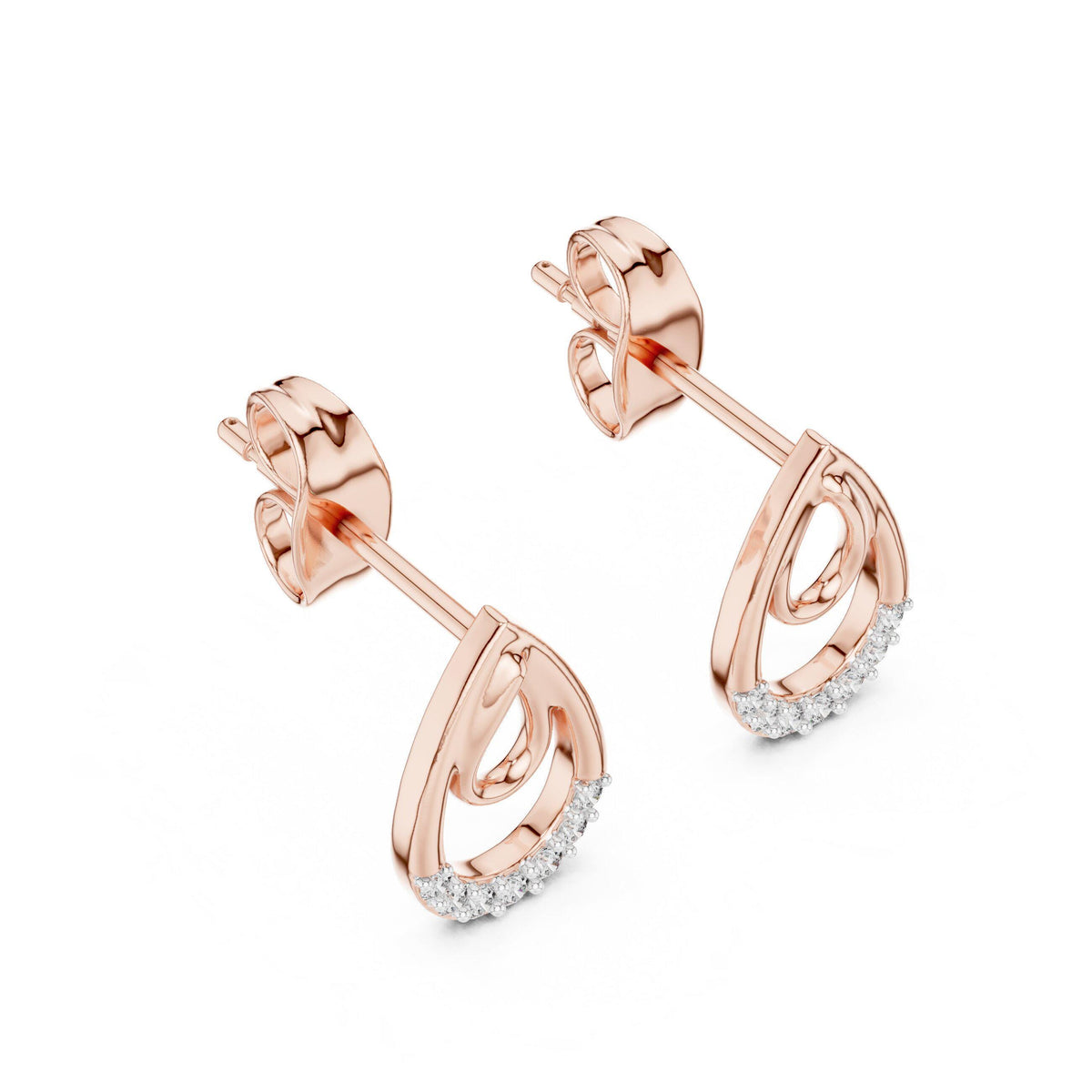 Moissanite Pavé Double Teardrop Stud Earrings – 925 Sterling Silver, 18K Gold Vermeil