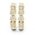 Round Moissanite Bezel Station Hoop Earrings – 925 Sterling Silver, 18K Gold Vermeil