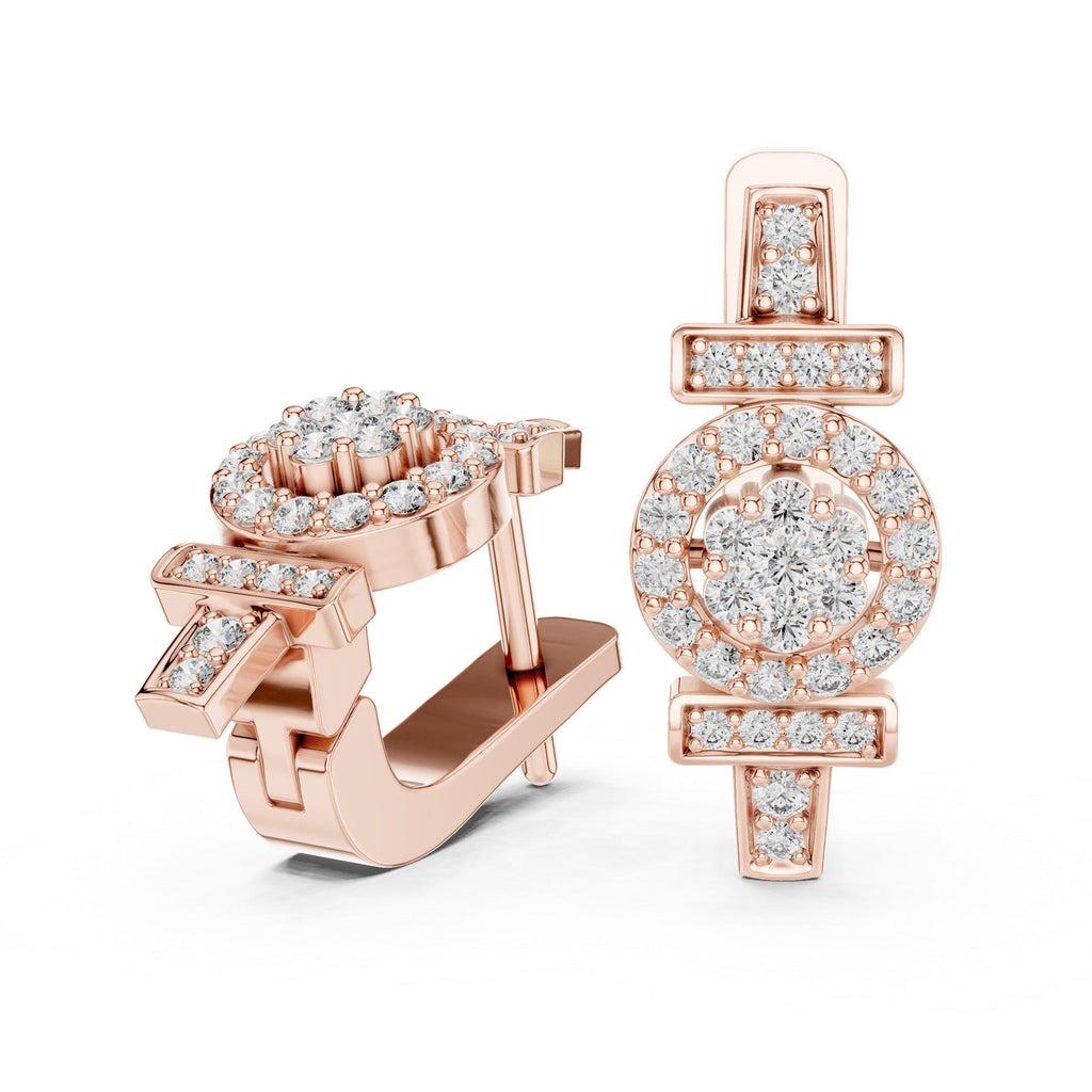 Moissanite Pavé Geometric Circle Earrings – 925 Sterling Silver, 18K Gold Vermeil