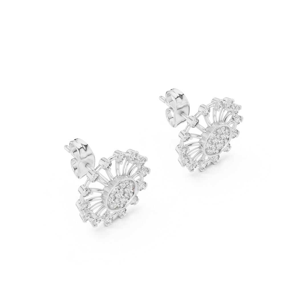 Moissanite Sunflower Medallion Stud Earrings – 925 Sterling Silver, 18K Gold Vermeil