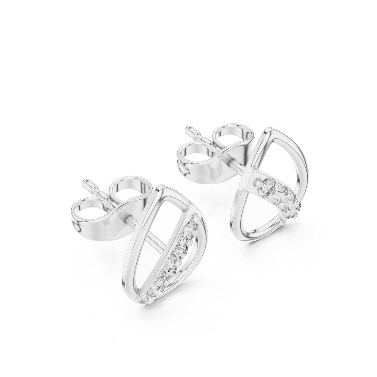 Moissanite Open Teardrop Stud Earrings – 925 Sterling Silver, 18K Gold Vermeil