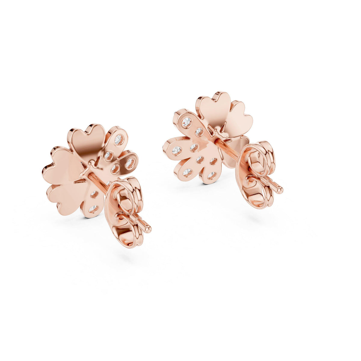 Moissanite Cherry Blossom Stud Earrings – 925 Sterling Silver, 18K Gold Vermeil