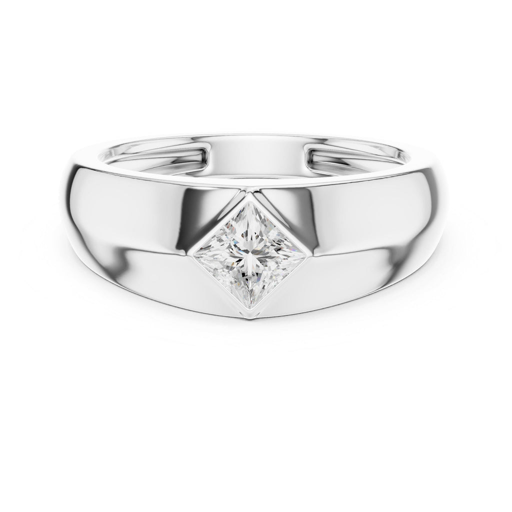 Men's Diamond-Set Princess-Cut Moissanite Ring – 925 Sterling Silver, 18K Gold Vermeil