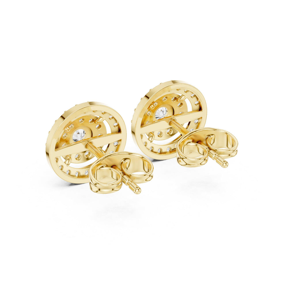 Round Moissanite Double-Halo Stud Earrings – 925 Sterling Silver, 18K Gold Vermeil