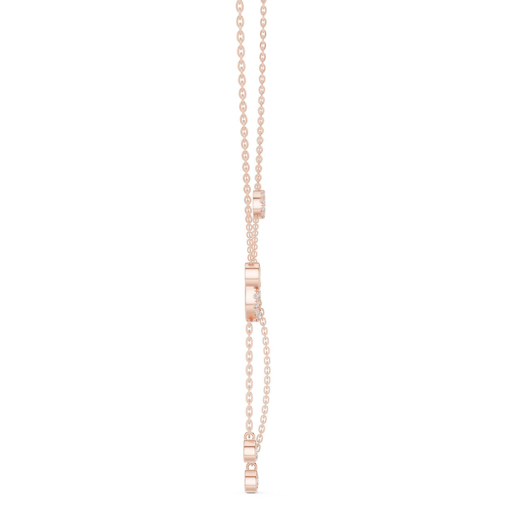 Round & Oval Moissanite Circle Lariat Necklace – 925 Sterling Silver, 18K Gold Vermeil