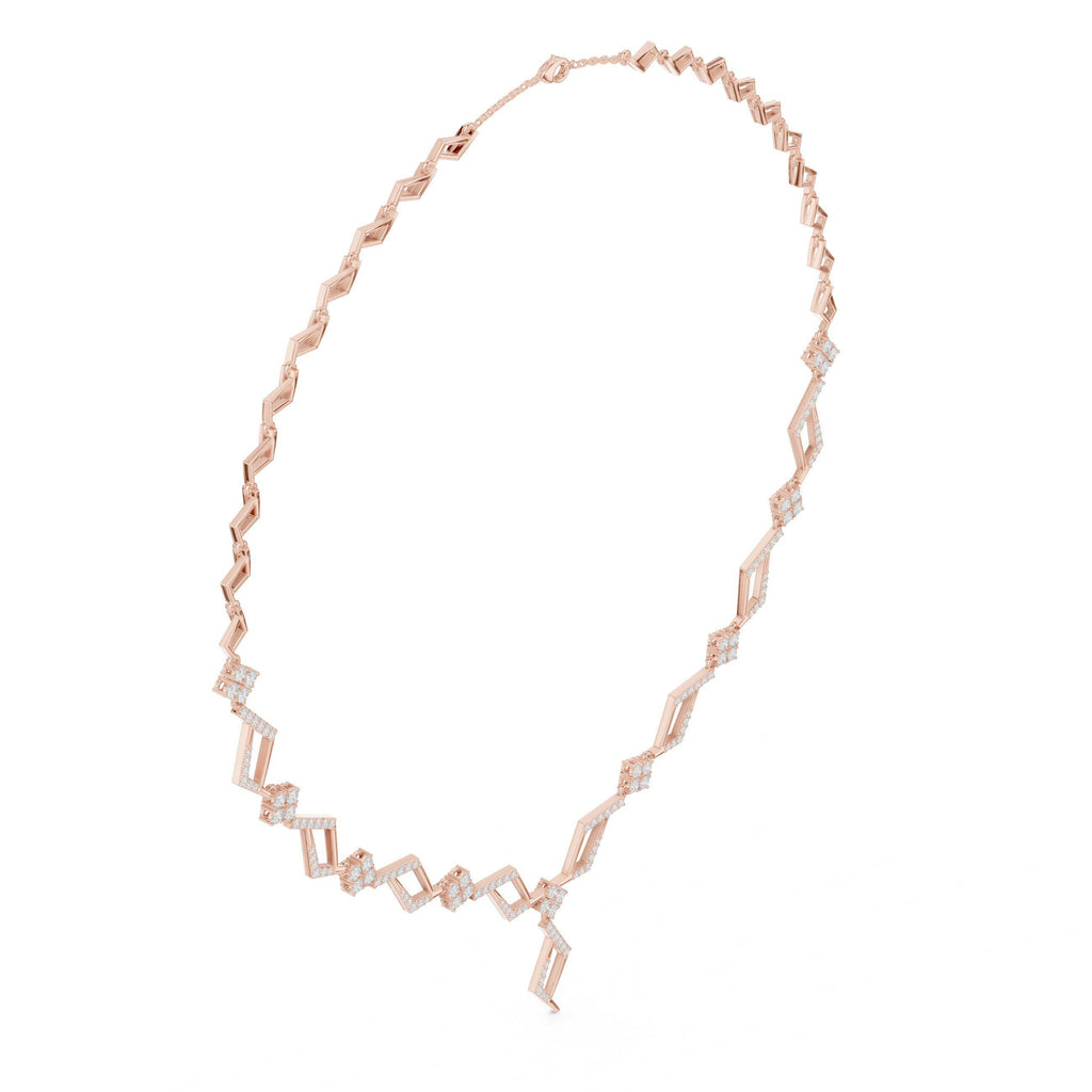 Moissanite Zigzag Rhombus Necklace – 925 Sterling Silver, 18K Gold Vermeil