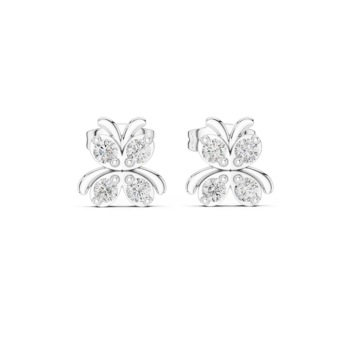 Moissanite Pavé Butterfly Stud Earrings – 925 Sterling Silver, 18K Gold Vermeil