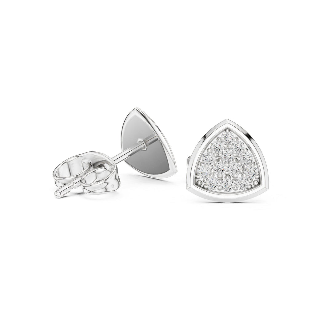 Moissanite Pavé Trillion Stud Earrings – 925 Sterling Silver, 18K Gold Vermeil